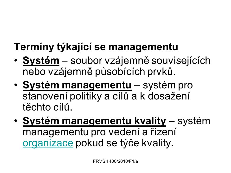 Termíny týkající se managementu
