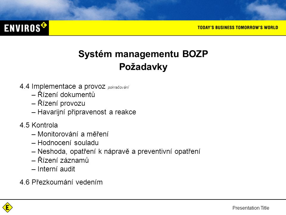Systém managementu BOZP Požadavky