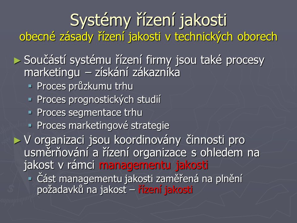 Systémy řízení jakosti obecné zásady řízení jakosti v technických oborech