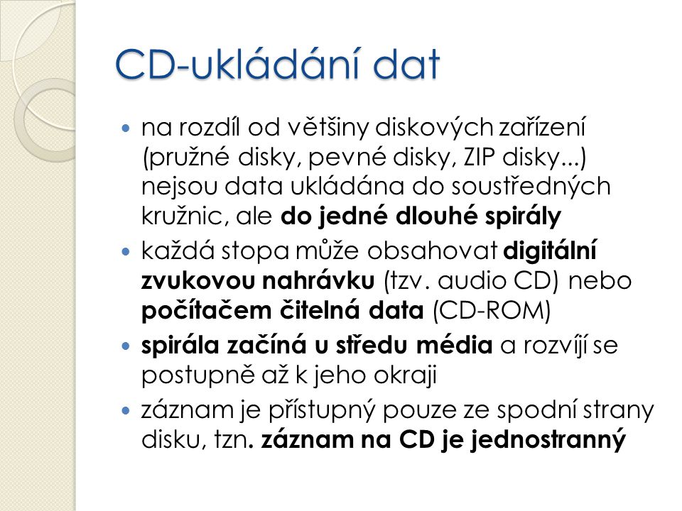 CD-ukládání dat