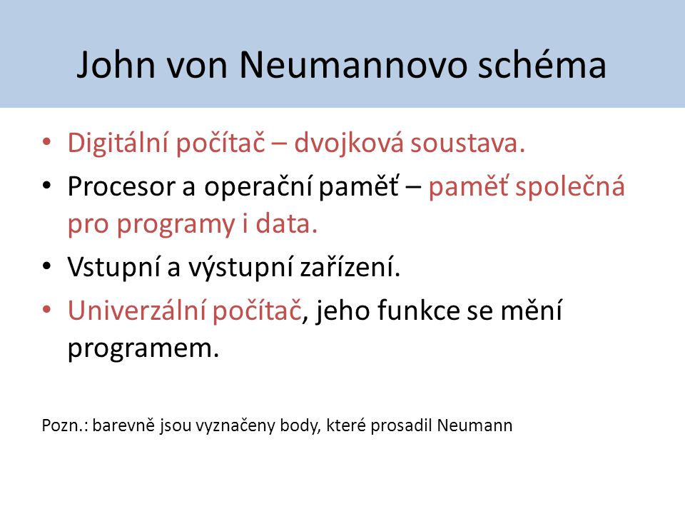 John von Neumannovo schéma