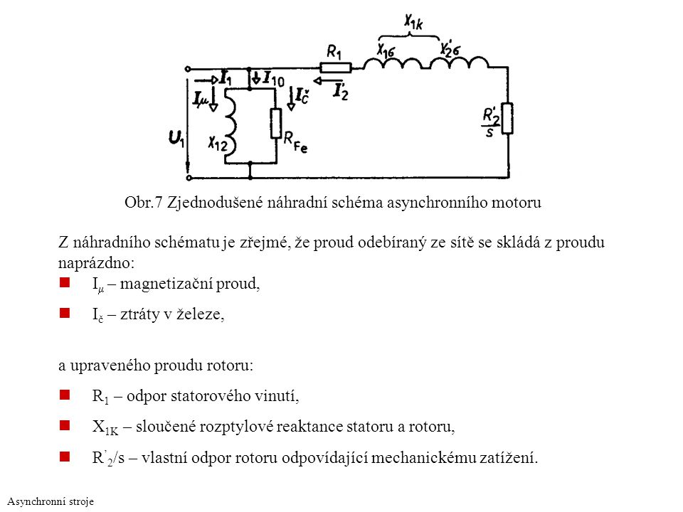 Obr.7 Zjednodušené náhradní schéma asynchronního motoru