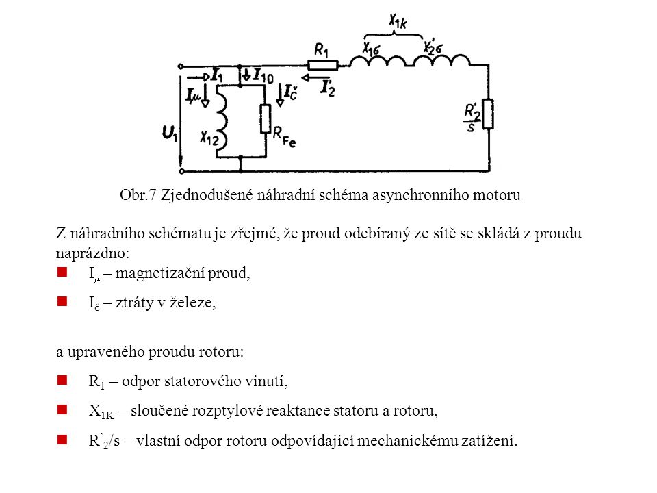 Obr.7 Zjednodušené náhradní schéma asynchronního motoru