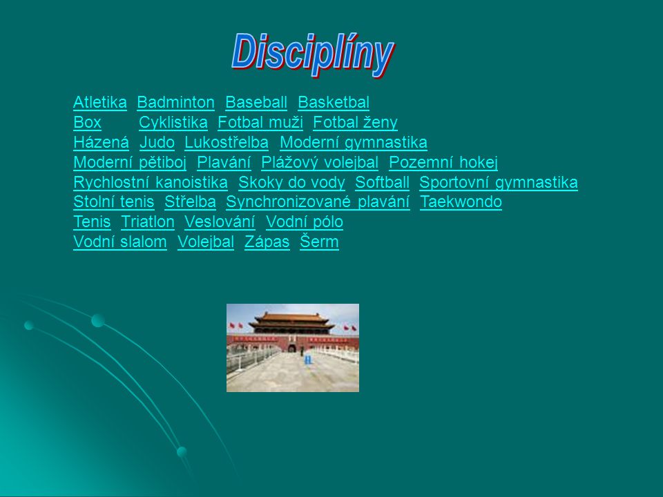 Disciplíny Atletika Badminton Baseball Basketbal