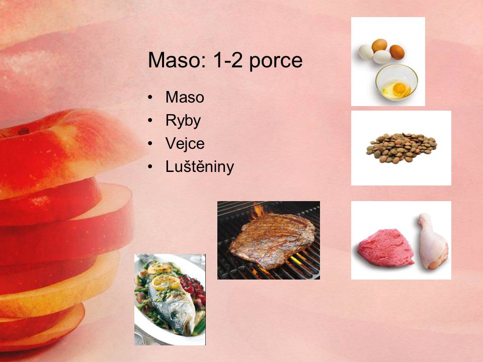 Maso: 1-2 porce Maso Ryby Vejce Luštěniny