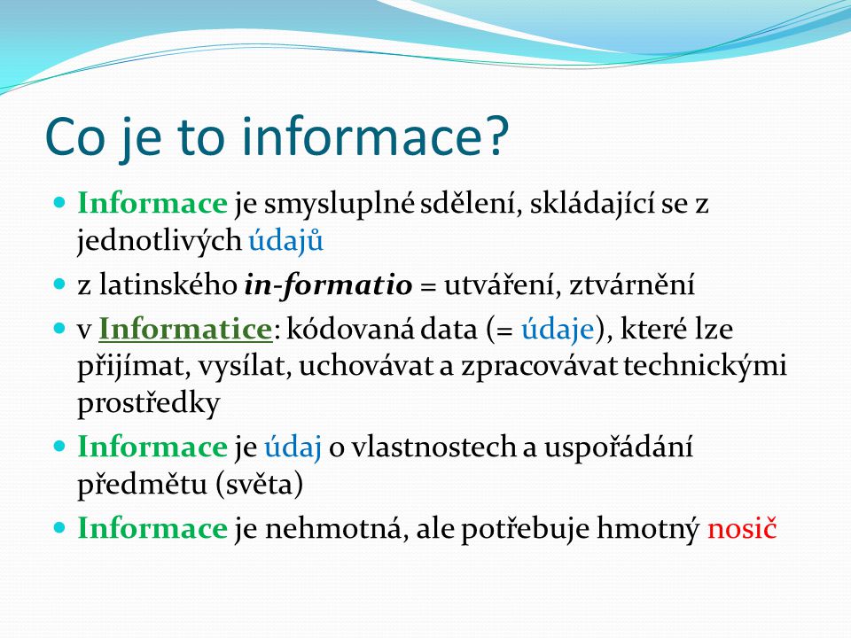 Co je to informace v informatice?