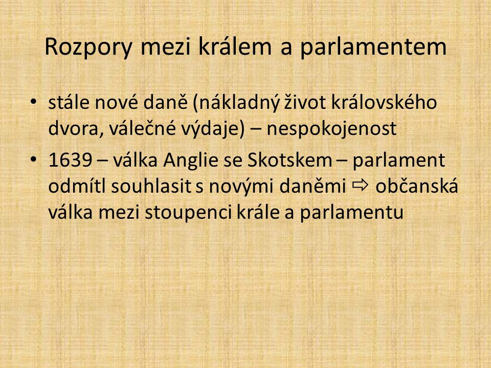 Rozpory mezi králem a parlamentem