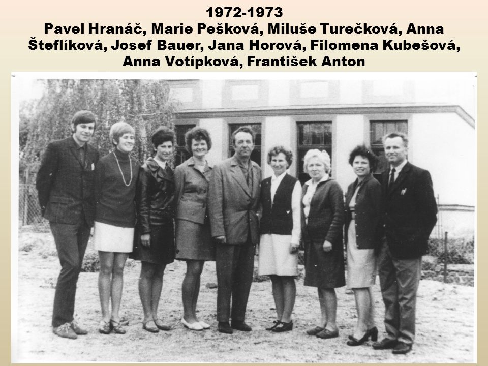 Pavel Hranáč, Marie Pešková, Miluše Turečková, Anna Šteflíková, Josef Bauer, Jana Horová, Filomena Kubešová, Anna Votípková, František Anton