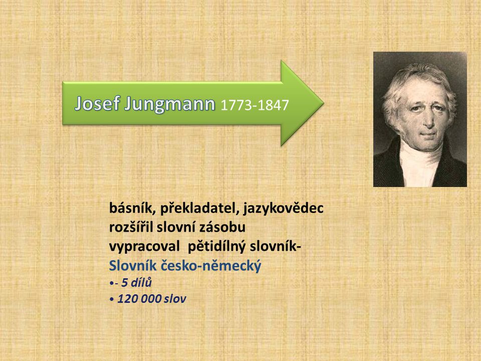 Josef Jungmann básník, překladatel, jazykovědec