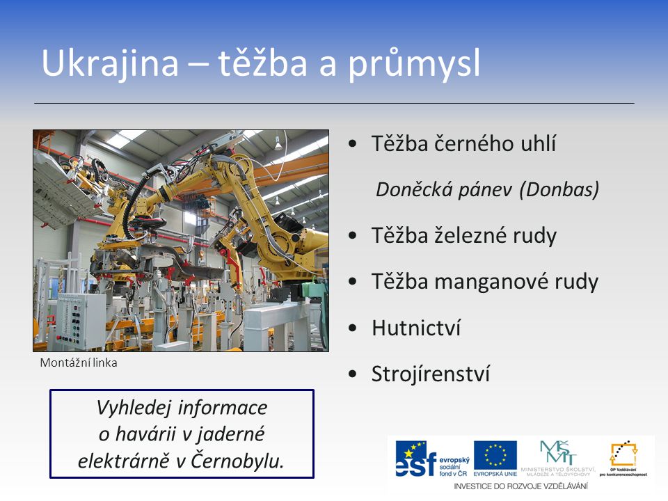 Ukrajina – těžba a průmysl