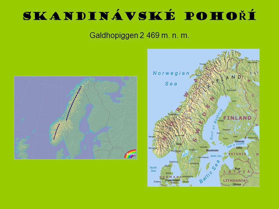 Skandinávské pohoŘí Galdhopiggen m. n. m.