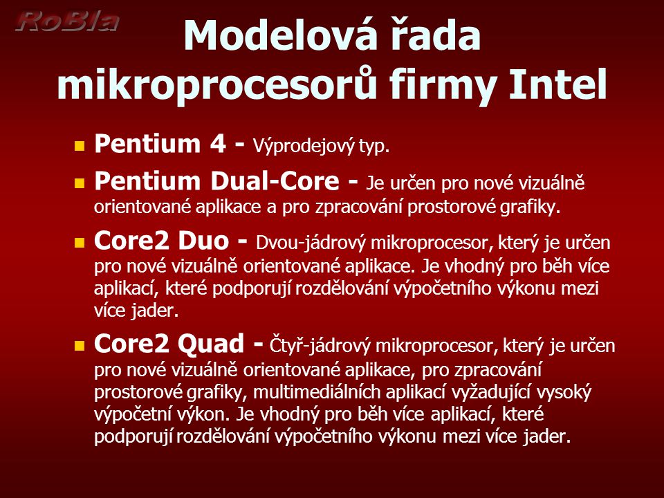 Modelová řada mikroprocesorů firmy Intel