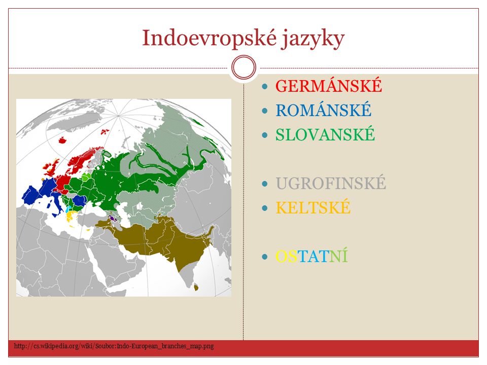 Indoevropské jazyky GERMÁNSKÉ ROMÁNSKÉ SLOVANSKÉ UGROFINSKÉ KELTSKÉ