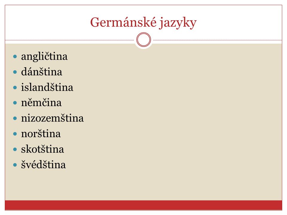 Germánské jazyky angličtina dánština islandština němčina nizozemština