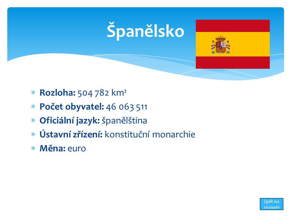 Španělsko Rozloha: km² Počet obyvatel:
