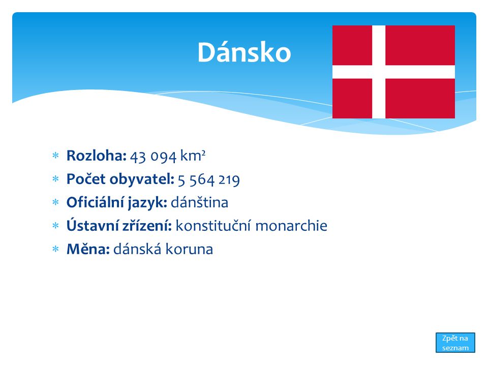 Dánsko Rozloha: km² Počet obyvatel: