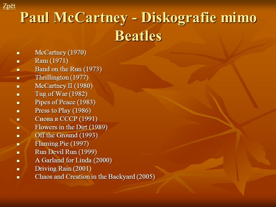 Paul McCartney - Diskografie mimo Beatles