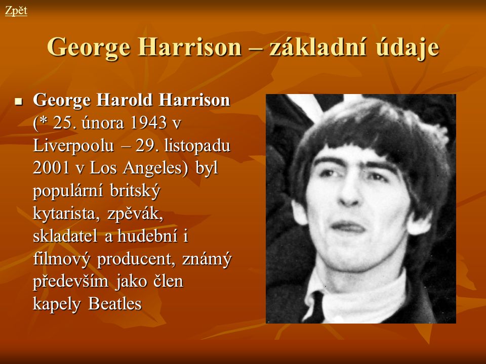 George Harrison – základní údaje
