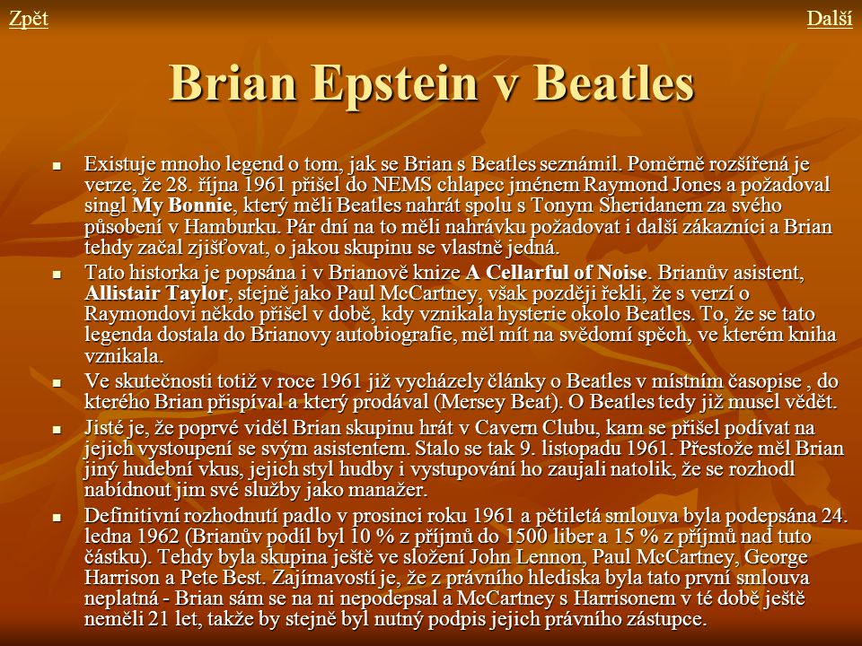 Brian Epstein v Beatles
