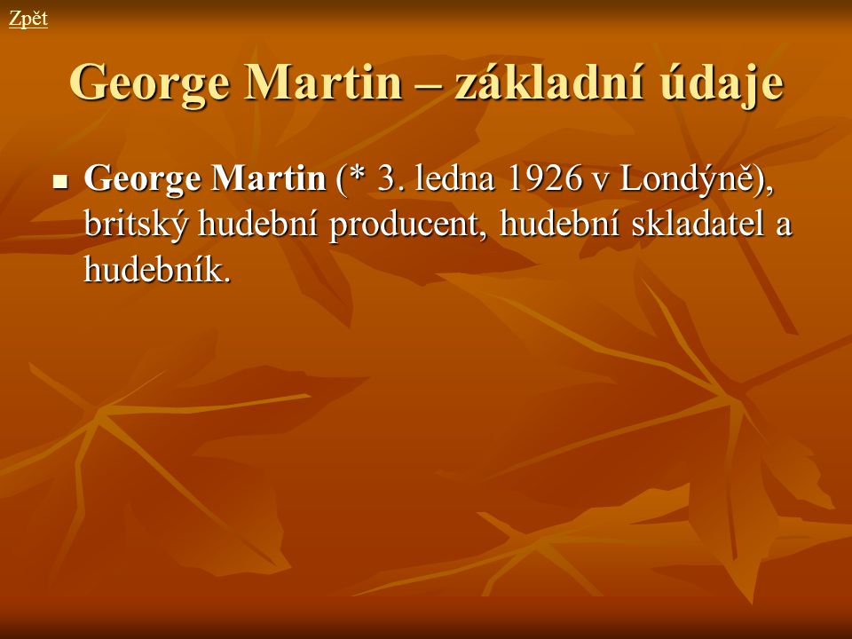George Martin – základní údaje