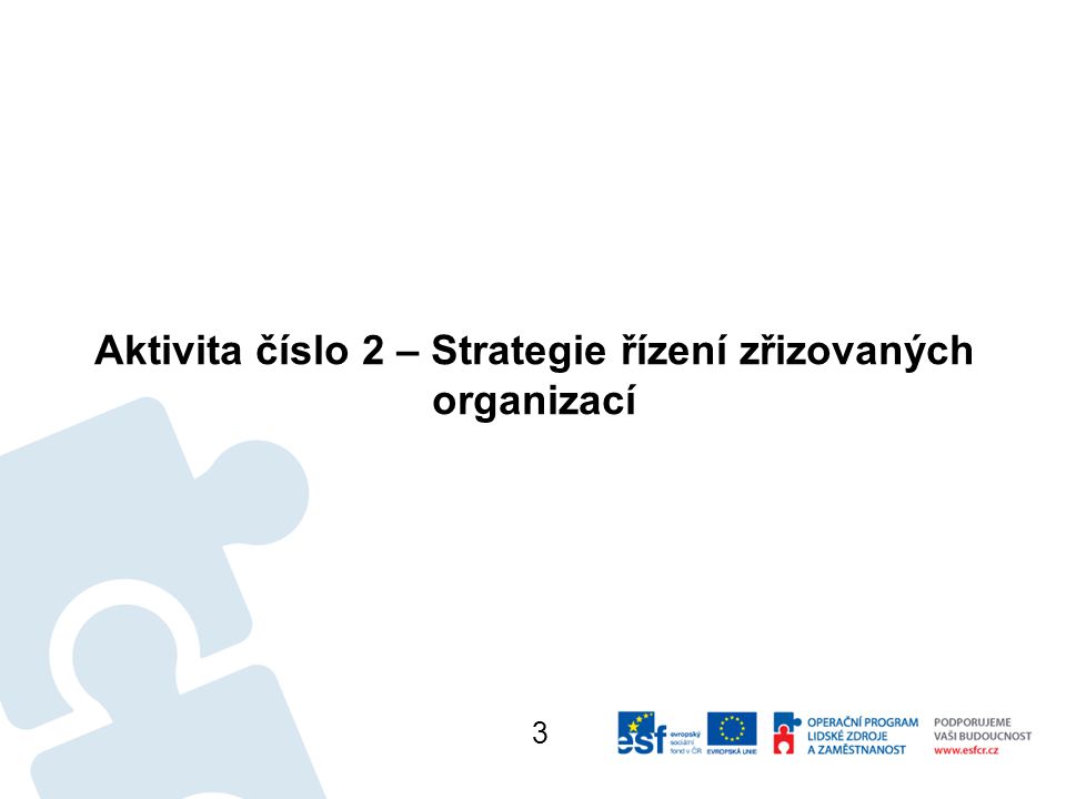 Aktivita číslo 2 – Strategie řízení zřizovaných organizací