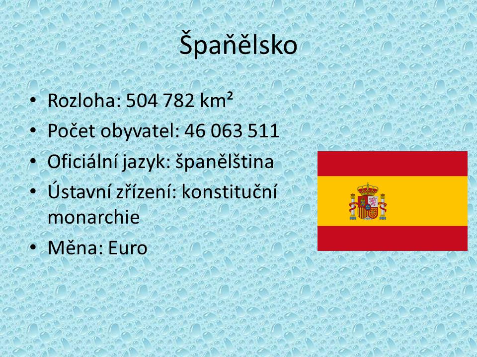 Špaňělsko Rozloha: km² Počet obyvatel: