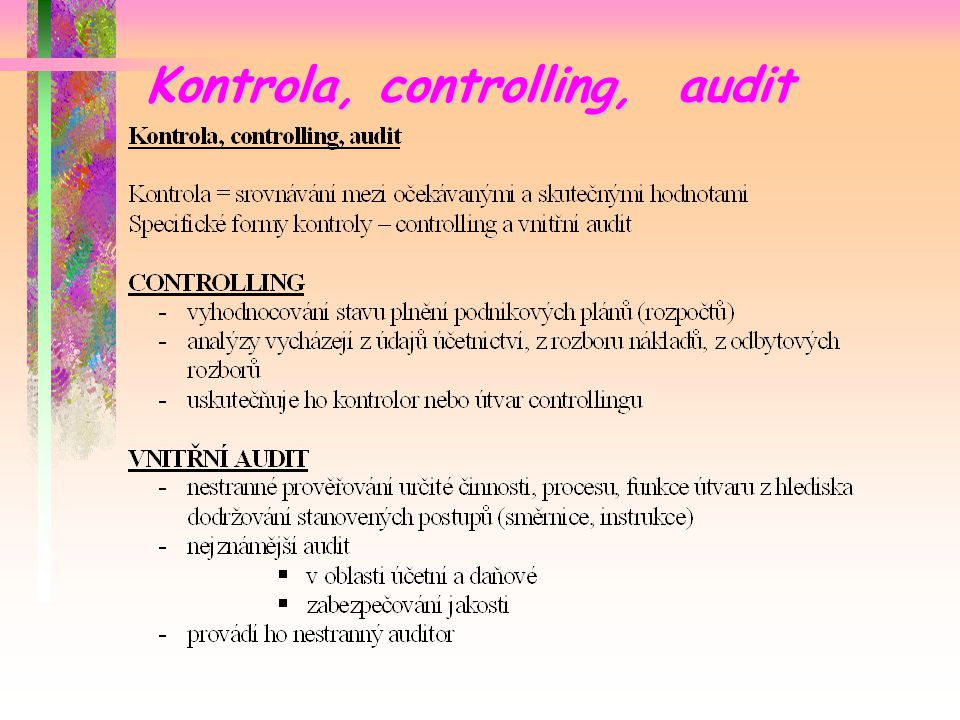 Kontrola, controlling, audit