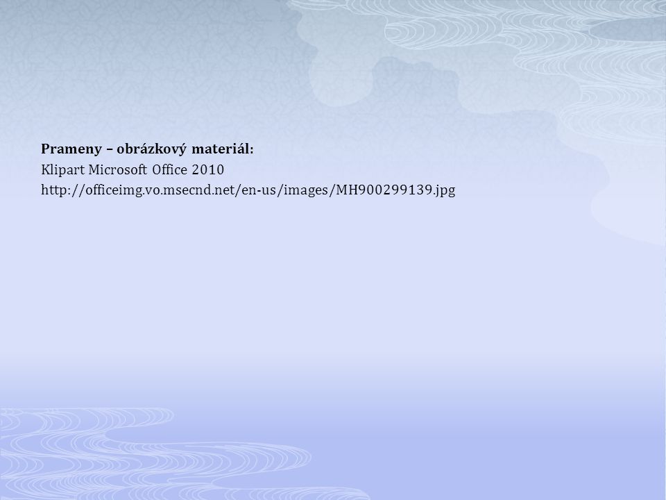 Prameny – obrázkový materiál: Klipart Microsoft Office 2010