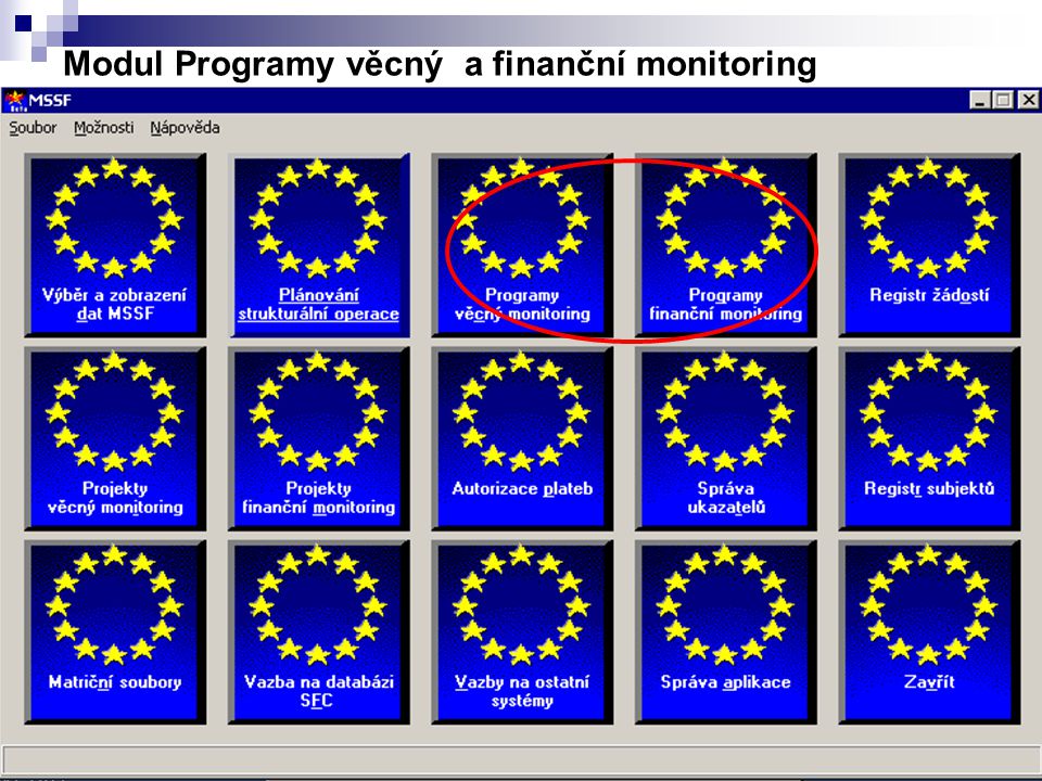 Modul Programy věcný a finanční monitoring
