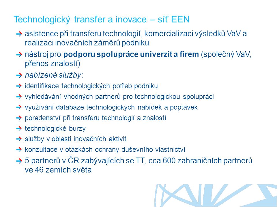 Technologický transfer a inovace – síť EEN