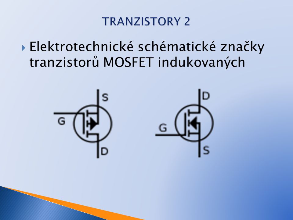 Elektrotechnické schématické značky tranzistorů MOSFET indukovaných