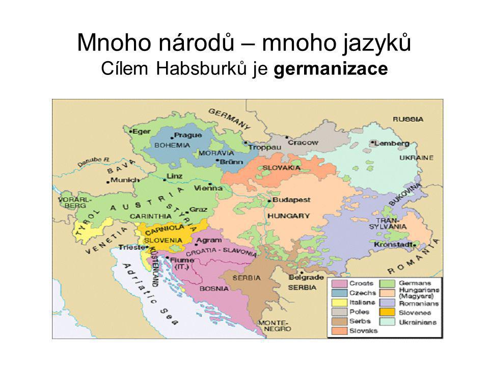 Mnoho národů – mnoho jazyků Cílem Habsburků je germanizace