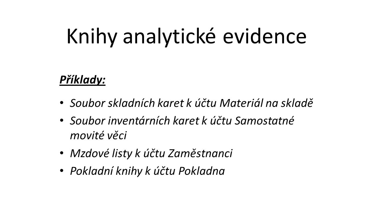 Knihy analytické evidence