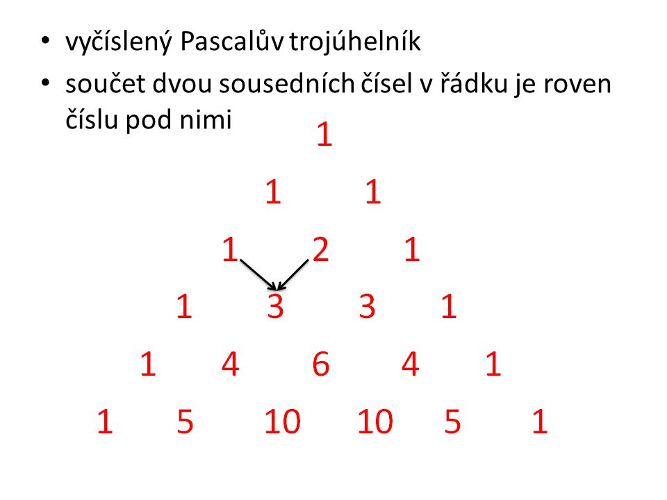 vyčíslený Pascalův trojúhelník