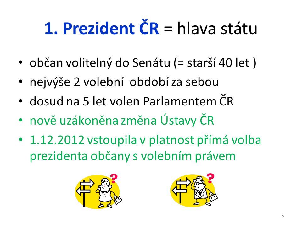 1. Prezident ČR = hlava státu