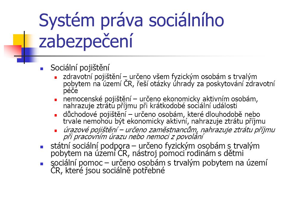 Systém práva sociálního zabezpečení
