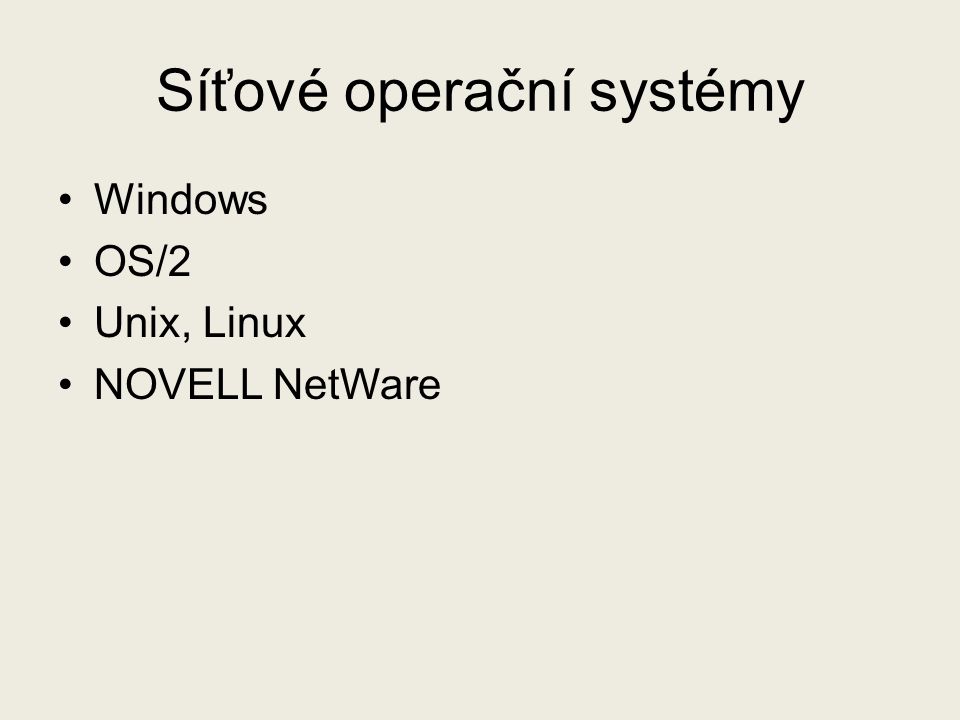 Síťové operační systémy
