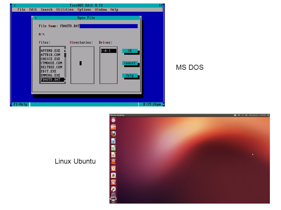 MS DOS Linux Ubuntu