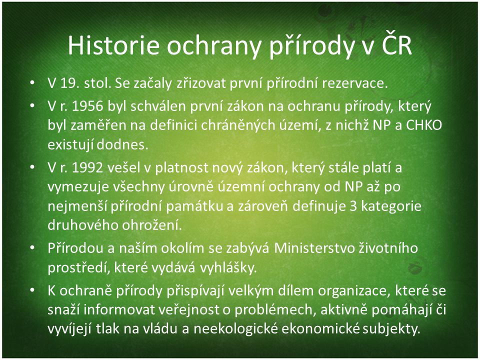 Historie ochrany přírody v ČR