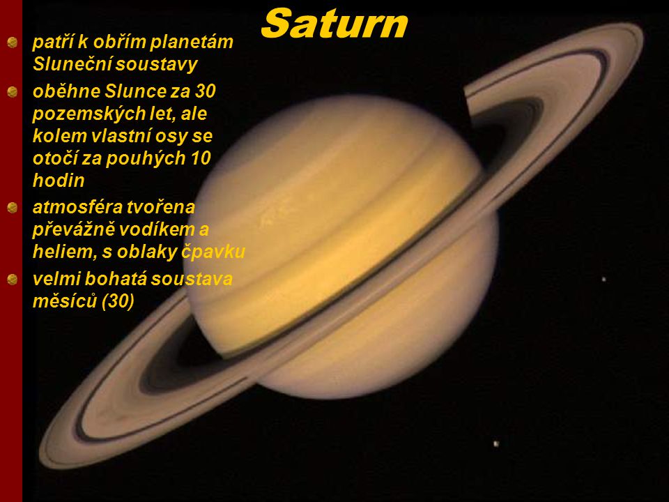 Saturn patří k obřím planetám Sluneční soustavy
