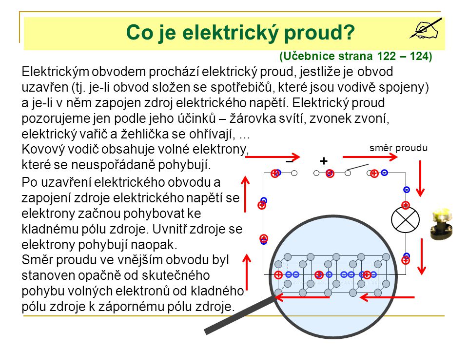 Co je elektrický proud (Učebnice strana 122 – 124)