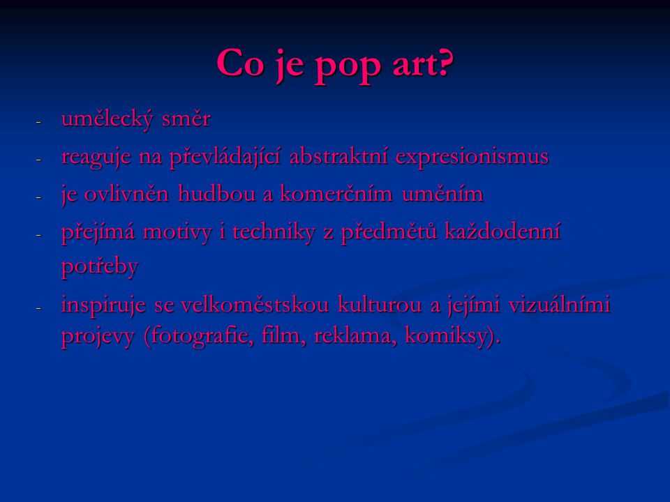 Co je pop art umělecký směr