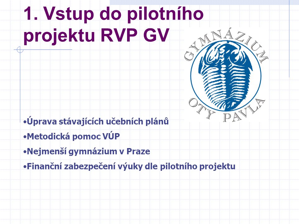 1. Vstup do pilotního projektu RVP GV