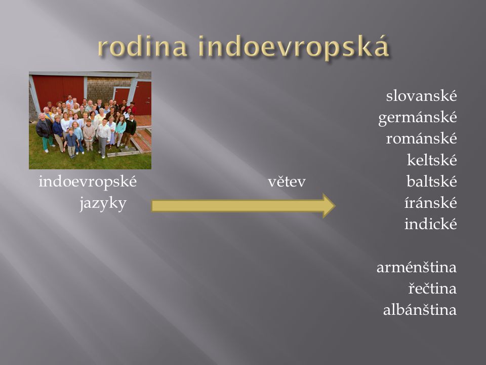 rodina indoevropská slovanské germánské románské keltské