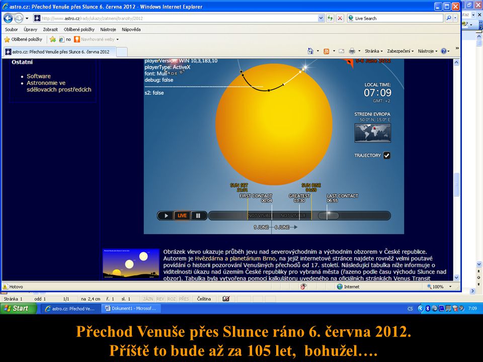 Přechod Venuše přes Slunce ráno 6. června 2012