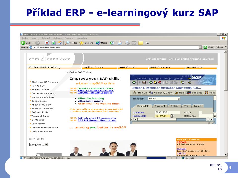 Příklad ERP - e-learningový kurz SAP