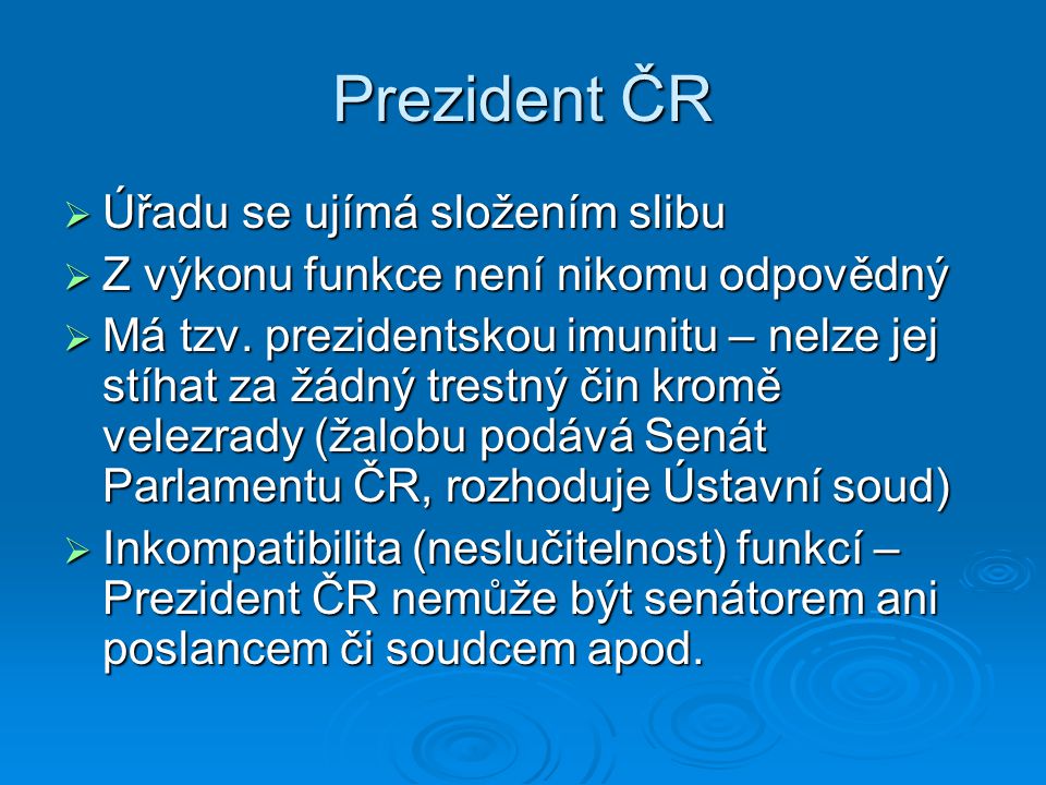 Prezident ČR Úřadu se ujímá složením slibu