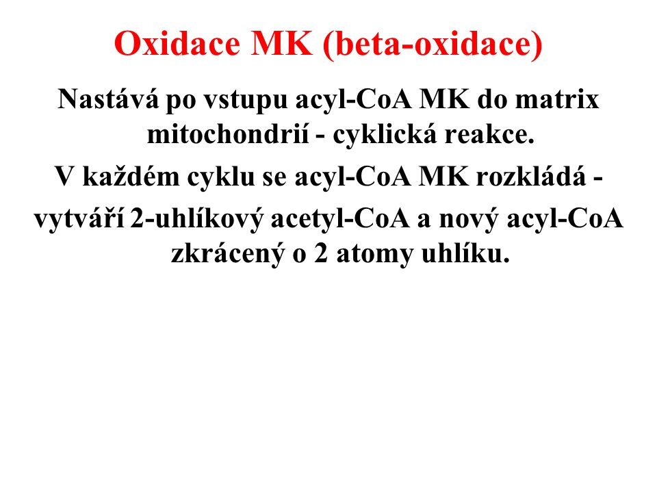 Oxidace MK (beta-oxidace)