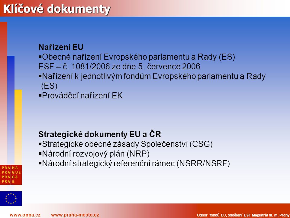 Klíčové dokumenty Nařízení EU