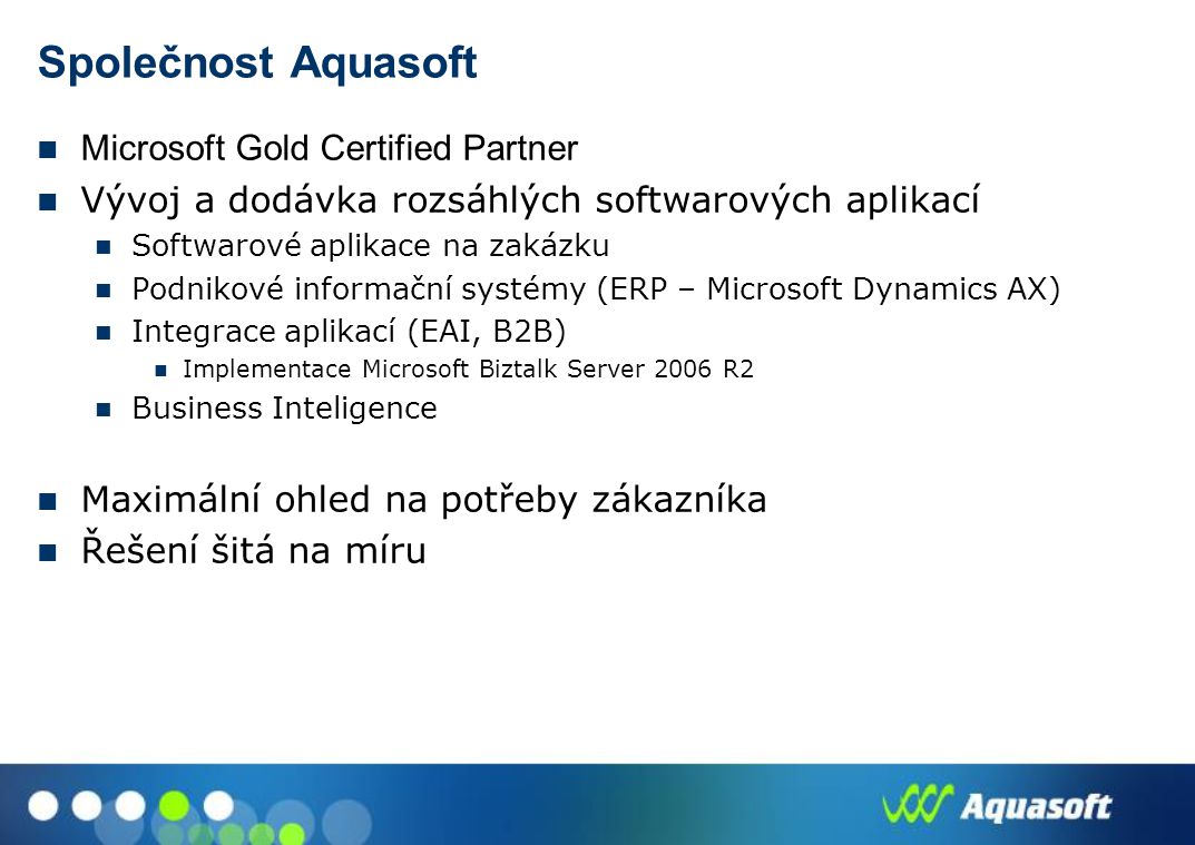 Společnost Aquasoft Microsoft Gold Certified Partner